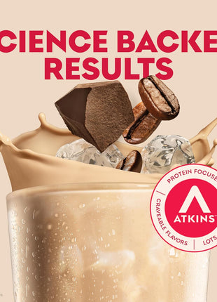 Atkins Mocha Latte Iced Coffee Flavored High Protein Shake, 12 Count | 15g Protein, 4g Net Carbs, 1g Sugar, 3g Fiber, Contains Caffeine, Ready to Drink, 11fl oz, 3 Pack of 4 Count Shakes