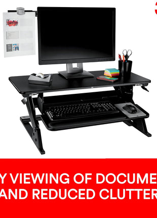 3M Monitor Mount Document Clip Copy Clip, Mounts Right or Left with CommandTM Adhesive, Use on Monitors and Laptops for Easy Viewing and Reduced Clutter, Holds up to 30 Sheets, Black (DH240MB)