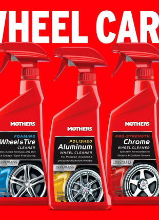 Mothers Foaming Wheel & Tire Cleaner, 24 oz. (05924) | Foaming Action Lifts Brake Dust & Grime, Safe for Factory-Coated Wheels, Restores, Cleans, Finishes Fast, Spot-Free Rinse