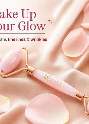 Rose Quartz Face Roller - Depuffs & Smoothes Fine Lines and Wrinkles