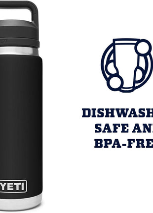 YETI Rambler 26 oz Bottle, Vacuum Insulated, Stainless Steel with Chug Cap, Black