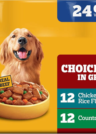Pedigree Wet Dog Food, Choice Cuts Adult Canned Dog Food, Beef & Country Stew Multipack, 13.2 oz. Cans (12 Count, Pack of 1)