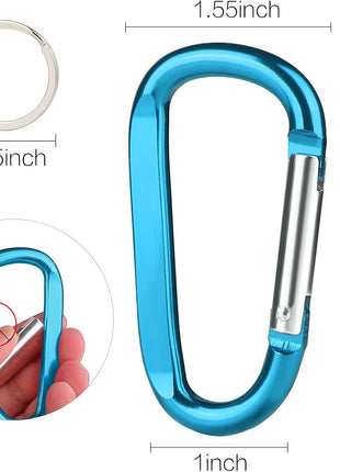 CampTek Carabiner Caribeaner Clip,3 inch Large Aluminum D Ring Shape Carabeaner with Keyring Keychain Hook