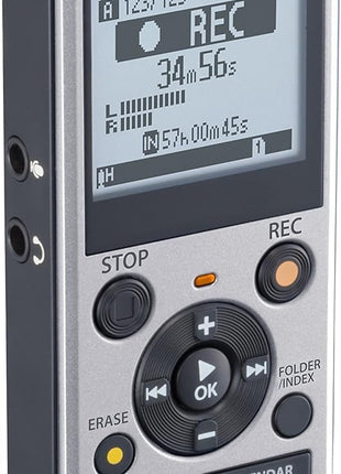 OM System WS-882 Digital Voice Recorder with Stereo Microphones, 6 Recording Scenes, Direct USB, Voice Filter, Low-Cut Filter, 4 GB Memory, Voice Balancer, Intelligent Auto Mode, VCVA
