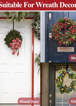 GP Life Wreath Hanger for Front Door, Adjustable from 15 to 25 Inches Hanger, 20 lbs Larger Door Upgrade Christmas Fall Wreaths Decorations Hook (Black)