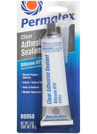Permatex 80050 Clear RTV Silicone Adhesive Sealant, 3 oz