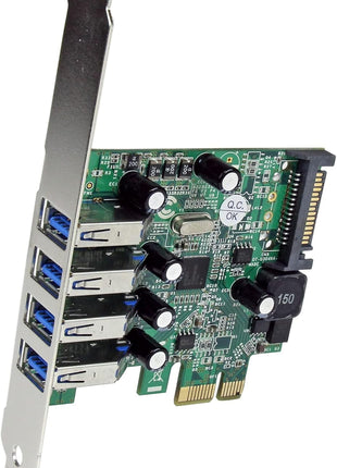 StarTech.com 4-Port PCI Express SuperSpeed USB 3.0 Controller Card with UASP - 5Gbps - USB 3.0 Expansion Card with SATA Power , TAA (PEXUSB3S4V)