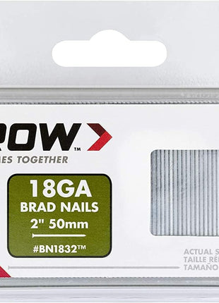 Arrow BN1832CS 18-Gauge Steel Brad Nails for Molding, Cabinets, Framing, Trim, and Finishing, Safe to Use with Electric or Battery Powered Nailers, Steel, 2 Inch, 1000 count (Pack of 1)