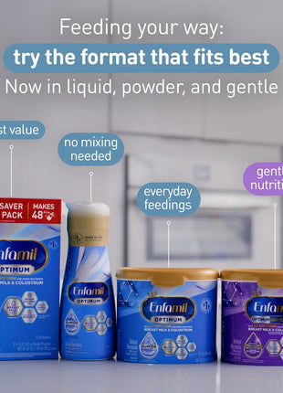 Enfamil Optimum (Enspire), Our Closest Formula to Breast Milk, Immune-Supporting Lactoferrin and Brain-Building DHA Baby Formula, Powder 30 Oz Refill, Pack of 4