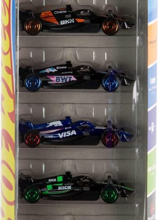 Hot Wheels Toy Cars Formula 1 5-Pack, Set of 5 1:64 Scale Die-Cast Vehicles Featuring F1 Racing Team Decos, Collectible Race Cars