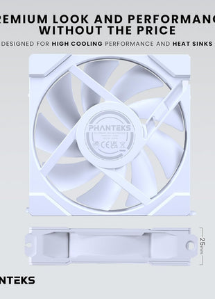 Phanteks M25-120 Gen2 Triple Pack, 3X 120mm ARGB High Performance Cooling Fans, Daisy-Chain Unified Fan Frame, Infinity Mirror hub, Single Cable Connection, White