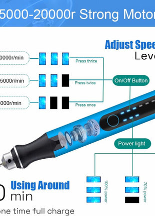 USB Engraving Pen with 47 bits,10Metal Business Card Blanks,Electric Engraver Machine Cordless Engraving Tools Engraved Jewelry Metal Resin Plastic Stone