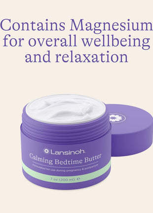 Lansinoh Magnesium Bedtime Butter Body Lotion for Pregnant Moms, Calm Magnesium Lotion for Aching Muscles, Lotion for Women & Soothing Massage, Promote Relaxation, Help Ease Cramps, 7 oz.