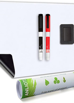 ANLIOTE Magnetic Dry Erase Board Fridge White Board Sheet 20x13 inch, Flexible Large Refrigerator Magnets Whiteboard Planner for Home Kitchen, 2 Markers and Eraser