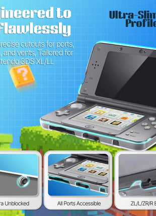 TNP Case Compatible with New Nintendo 3DS XL LL 2015 - Ultra Clear Crystal Transparent Hard Shell Protective Case Cover Skin for New Nintendo 3DS XL / 3DS LL 2015