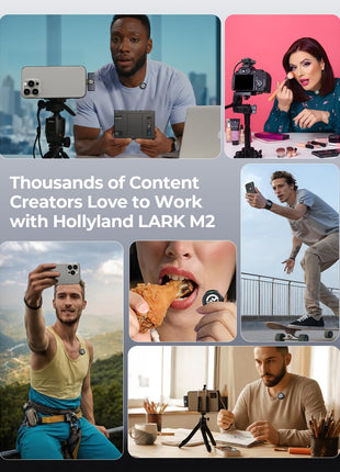Hollyland Lark M2 Wireless Microphone for iPhone/Camera/Android/PC, 48kHz/24 bit High Fidelity Audio, 300m Range, Noise Cancelling, 40h Use, YouTube, Vlog, Streaming (2Tx  3Rx  Charging Case)