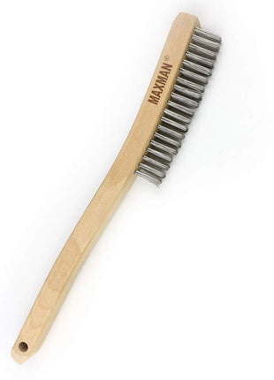 MAXMAN Wire Brush, Heavy Duty Stainless Steel Wire Brushes for Cleaning Rust, Grill Brush, Steel Brush for Paint Removal, Welding, Stiff Bristle Metal Brush with 14 inch Long Beech Handle, Large