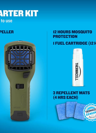 Thermacell Fuel-ZoneGuard Extreme Fuel Powered Mosquito Repeller; 15-Foot Zone of Scientifically Proven Outdoor Protection; 12-Hr Refill; DEET-Free; Bug Spray Alternative; Scent Free; Green