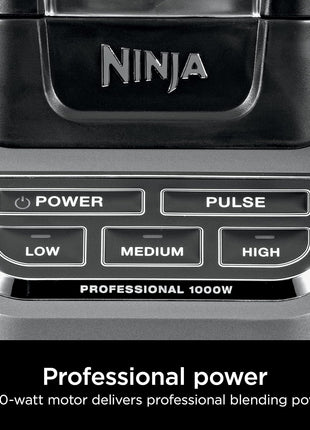 Ninja Professional Blender 1000W, Total Crushing Technology  Smoothies, Ice Crushing & Frozen Fruit, Full Size Countertop Blender, 72 oz. Pitcher, Black & Grey, BL610
