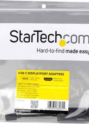 StarTech.com USB-C to HDMI Video Adapter Converter - 4K 30Hz - Thunderbolt 3 Compatible - USB 3.1 Type-C to HDMI Monitor Travel Dongle Black (CDP2HD)