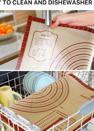 DANIA & DEAN 26"x16" Extra Thick Silicone Baking Mat for Pastry and Bread | Non-Slip & Non-Stick Mat with Measurements, for Pizza, Pie Crust, Dough Rolling, Pasta & Sourdough, Reusable Counter Sheet