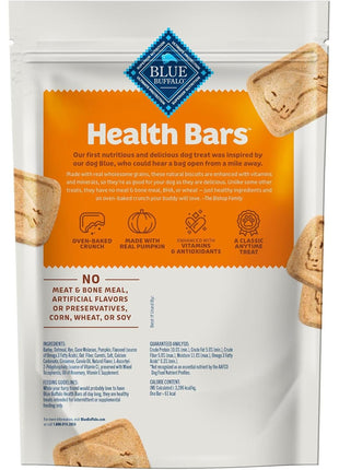 Blue Buffalo Health Bars Crunchy Dog Biscuits, Oven-Baked With Natural Ingredients, Pumpkin & Cinnamon, 16-oz Bag
