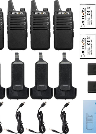 Retevis RT22 Two Way Radio Long Range Rechargeable,Portable 2 Way Radio, USB-C Charging, Handsfree Walkie Talkies for Adults Cruise Hiking Camping(4 Pack)