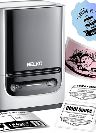 Nelko Label Maker Machine with Tape, PM220 Bluetooth Label Printer, 2 Inch Portable Thermal Printer for Small Business, Address, Logo, Clothing, Smart AI APP for iOS, Android & PC, White