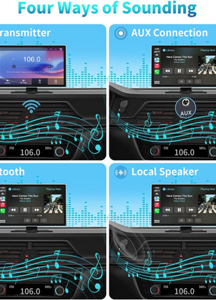 9" Wireless Apple Carplay Screen for Car,with 4K Dash Cam | and 1080p Backup Camera ,Apple Carplay & Android Auto with DVR,GPS Navigation Mirror Link,Bluetooth,FM, Siri