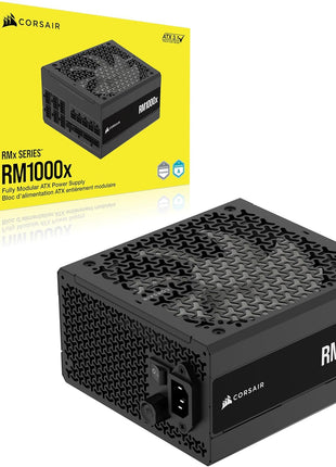 CORSAIR RM1000x Fully Modular Low-Noise ATX Power Supply – ATX 3.1 Compliant – PCIe 5.1 Support – Cybenetics Gold Efficiency – Native 12V-2x6 Connector – Black