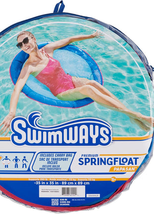 SwimWays Spring Float Premium Papasan Pool Lounger with Breathable Mesh Seat, Inflatable Pool Floats for Adults with Fast Inflation, for Ages 15 & Up