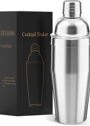 LUCKYGOOBO Cocktail Shaker,24oz Martini Shaker,Drink Shaker Mixer | Built-in Strainer,Professional Stainless Steel Margarita Mixer,Bartender Kit Gifts.