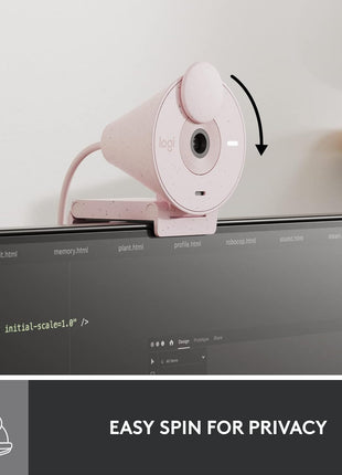 Logitech Brio 300 Full HD Webcam, auto Light Correction, Noise reducing mic, Privacy Shutter, USB-C, Works with Microsoft Teams, Google Meet, Zoom, for Streaming and Video Calling - Rose