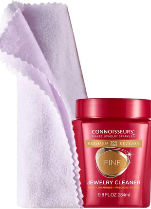 Connoisseurs Premium Edition Fine Jewelry Cleaner Solution for Gold, Diamonds, Platinum, and Gemstones - 9.6 fl oz - Restores Brilliance in Seconds