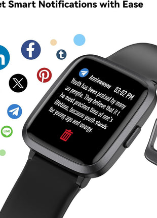 LIVIKEY Fitness Tracker Watch with Heart Rate Monitor, Activity Tracker with Pedometer, Sleep Monitor, Calories & Step Counter, IP68 Waterproof Smart Watches for Women Men Fitness Watch for Sports