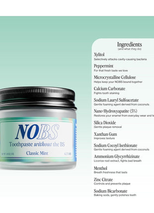 NOBS (No Bad Stuff) Toothpaste Tablets - Nano Hydroxyapatite, Fluoride & Plastic Free, Eco & Travel Friendly - Remineralize with NHA (1 Month)