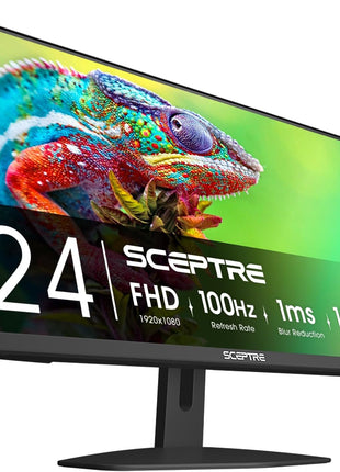 Sceptre New 24-inch Gaming Monitor 100Hz 1ms DisplayPort HDMI x2 100% sRGB AMD FreeSync Build-in Speakers, Eye Care Frameless Machine Black 2025 (E248W-FW100T)