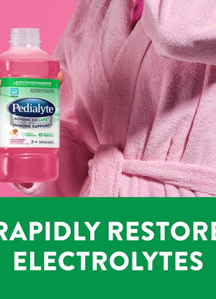 Pedialyte AdvancedCare Electrolyte Drink, Strawberry Lemonade | Hydration Drinks for Adults and Kids to Rapidly Restore Electrolytes, Nutrients for Immune Support, and Prebiotics