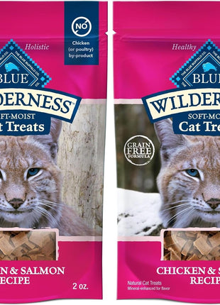 Blue Buffalo Wilderness Grain Free Soft-Moist Chicken & Salmon Cat Treats,2-oz. Bag,(Pack of 2)