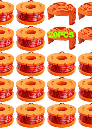 20 Pack Trimmer Spool Line for Worx,(WA0010)Replacement Trimmer Spool Line for Worx,Trimmer Line Refills 0.065 inch for Worx,Suitable for Worx String Trimmers(16 Pack Grass Trimmer Line,4 Trimmer Cap)