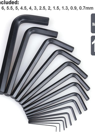 EFFICERE 30-Piece Premium Hex Key Allen Wrench Set, SAE and Metric Assortment, L Shape, Chrome Vanadium Steel, Precise and Chamfered Tips | SAE 0.028-3/8 inch, Metric 0.7-10 mm | In Storage Case