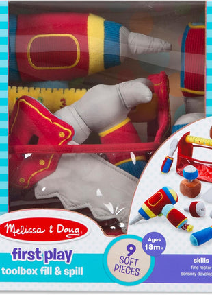 Melissa & Doug Toolbox Fill and Spill Toddler Toy with Vibrating Drill (9 pcs)