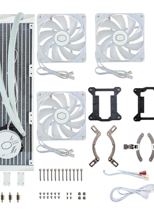 Cooler Master 360L Core AIO CPU Liquid Cooler 鈥?360mm Radiator, 3x ARGB PWM Fans, Patented Gen S Dual-Chamber Pump, Quiet Cooling & Easy Installation, AMD AM5/AM4 & Intel LGA 1851/1700, White