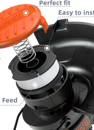 10 Pack Weed Eater String Compatible with Black+Decker, AF-100 0.065 inch Weed Wacker String Refill 240ft Automatic Feed String Trimmer Replacement Spool Line for Black&Decker(8 Spool+2 Cap+2 Spring)