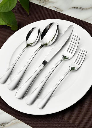 Silverware Set for 8, 40 Piece Heavy Duty Stainless Steel Flatware Utensils Cutlery Set Including Steak Knife Fork and Spoon, Dishwasher Safe, Gift Package for Wedding Housewarming