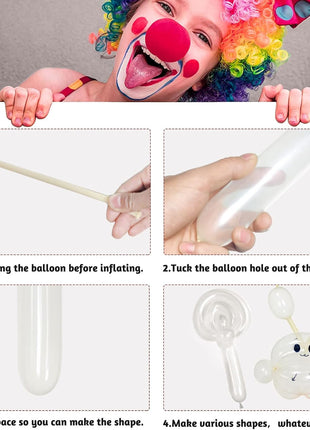 260 Balloons Clear, Thickening Long Balloons for Tying Arch, Twisting Latex Animals Magic Balloons Modeling Skinny Birthday Balloons for Kid's Party Wedding Decoartion Supply 100pcs
