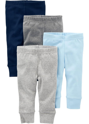 Simple Joys by Carter's Baby Cotton Pants, Pack of 4, Blue/Grey/White, 6-9 Months