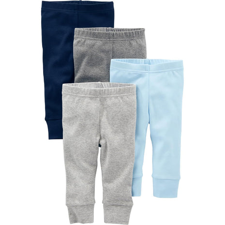 Simple Joys by Carter's Baby Cotton Pants, Pack of 4, Blue/Grey/White, 6-9 Months