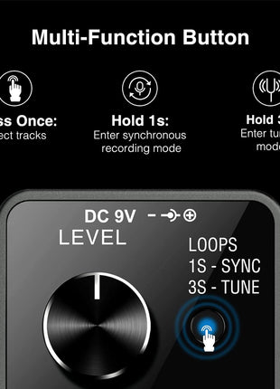 LEKATO Looper Pedal,Guitar Looper Pedal for Electric Guitar&Bass Loop Pedal with SYNC & Tuner Function Triple Effect Guitar Looper with LED Screen Unlimited Overdubs 3 Loops 18 Minutes Record Time