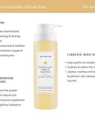 Naturium The Glow Getter Multi-Oil Hydrating Body Wash, Gentle Cleanser, 16.9 oz